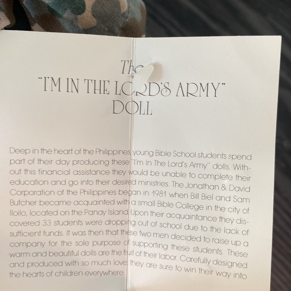 🍍 Precious Moments Private JoJo "I'm in the Lord's Army" 15" Doll #D003 - 1985 - Picture 2 of 3